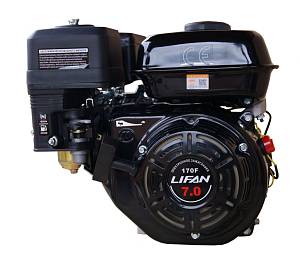 Двигатель LIFAN 170F (7 л.с., 4-хтактный, одноцилиндровый, с воздушным охлаждением, вал 19 мм, объем 212см³, ручная система запуска, вес 16 кг)