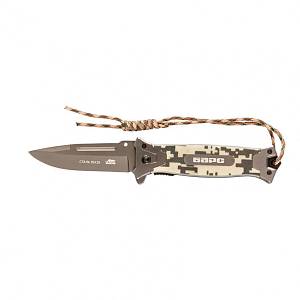 Нож туристический, складной, 220/90 мм, система Liner-Lock, с накладкой G10 на руке, стеклобой Барс 79202