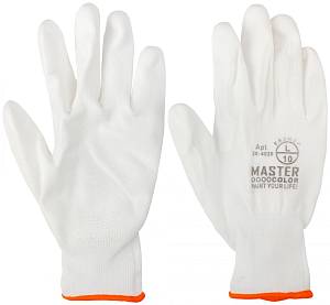 Перчатки белые, полиэстер с обливкой из полиуретана ( водоотталкивающие), р-р L/9 MASTER COLOR