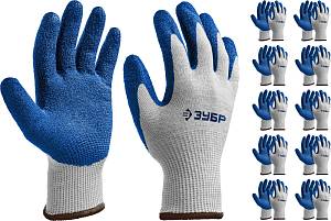 ЗУБР ЗАХВАТ, L-XL, текстурированное покрытие, 10 пар, перчатки с нитриловым обливом, Профессионал (11457-K10)
