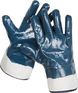 ЗУБР HARD, XL(10), маслобензостойкие, износостойкие, перчатки с нитриловым покрытием, Профессионал (11270-XL)